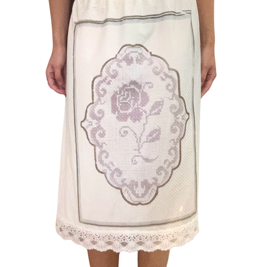 rose grid slip skirt