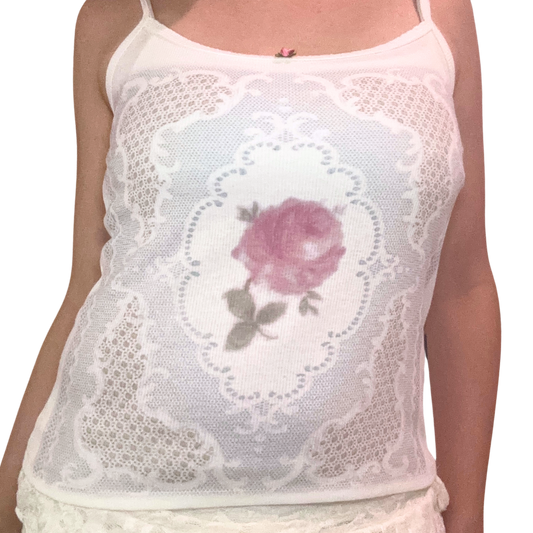 rose blue lace print