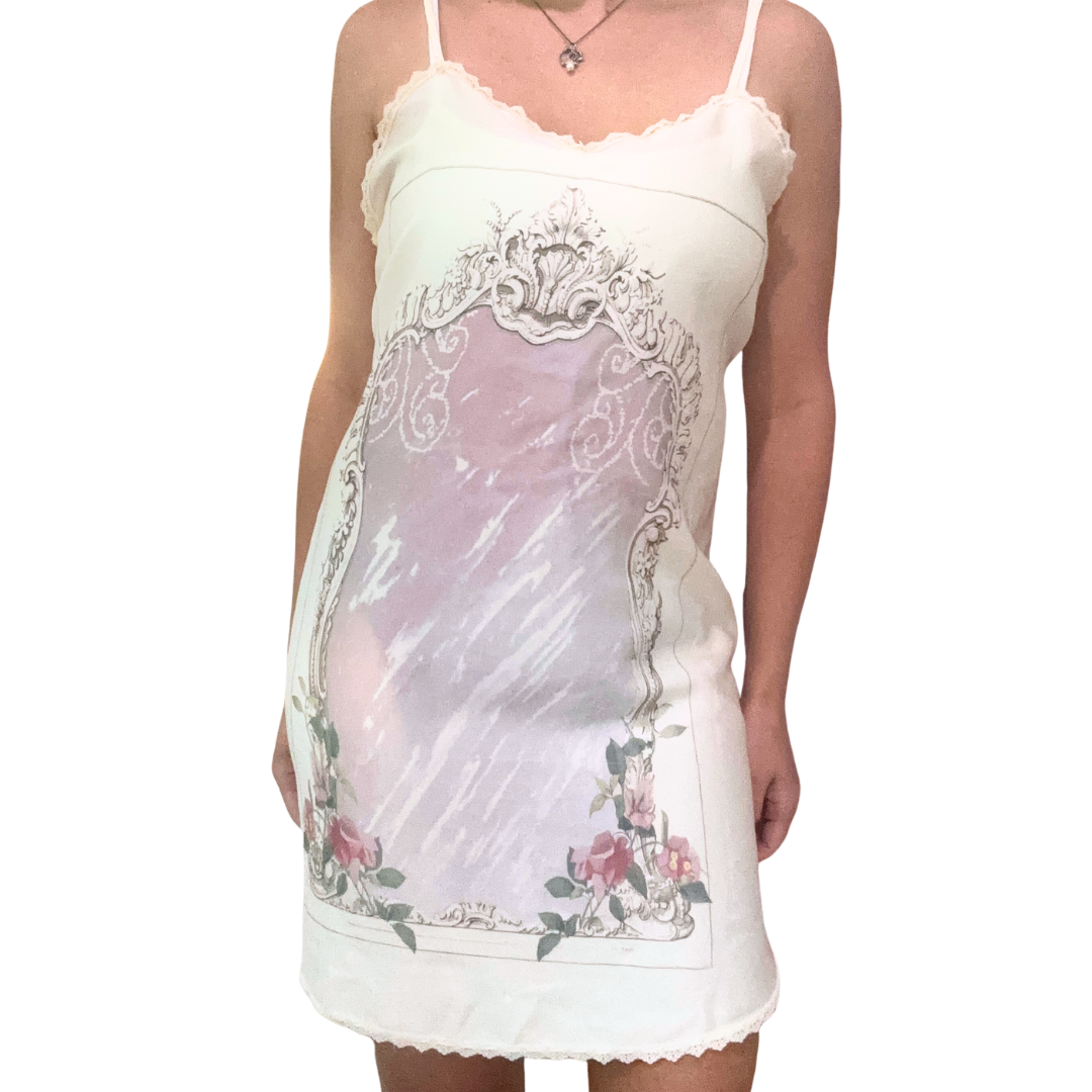pink mirror slip dress
