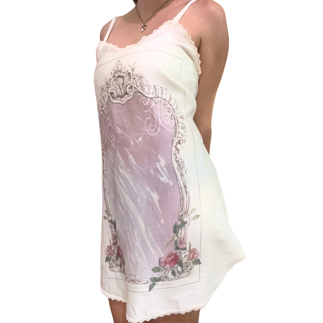 pink mirror slip dress