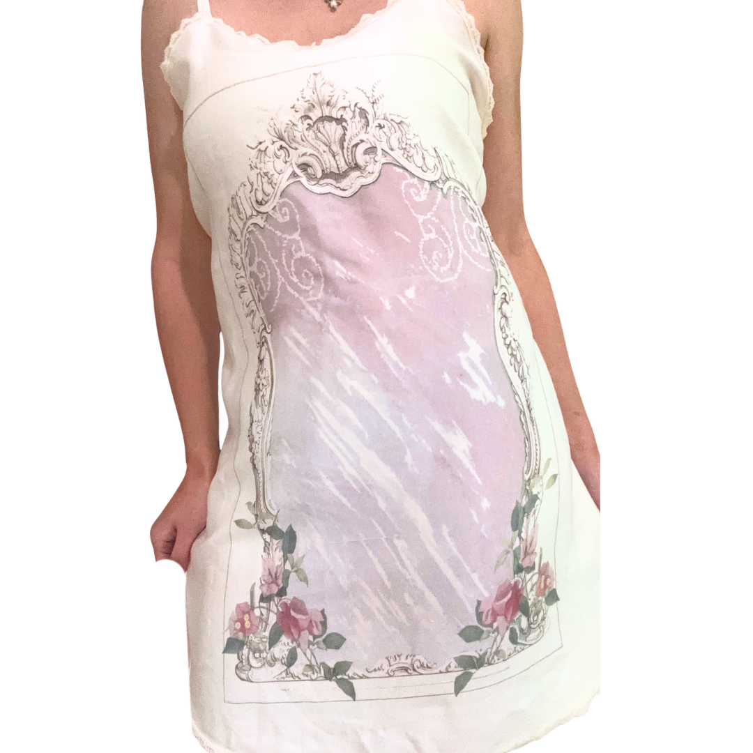 pink mirror slip dress