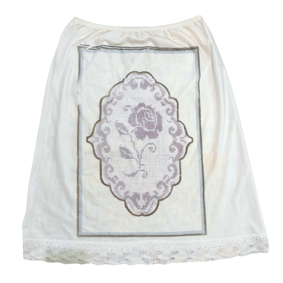 rose grid slip skirt