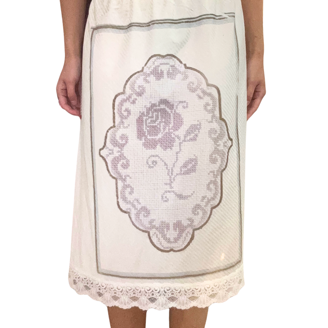 rose grid slip skirt