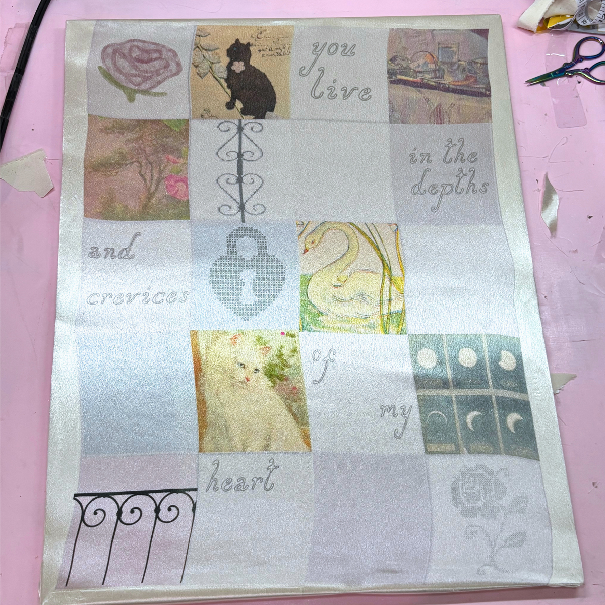 handmade fabric collage canvas (16 x 20)