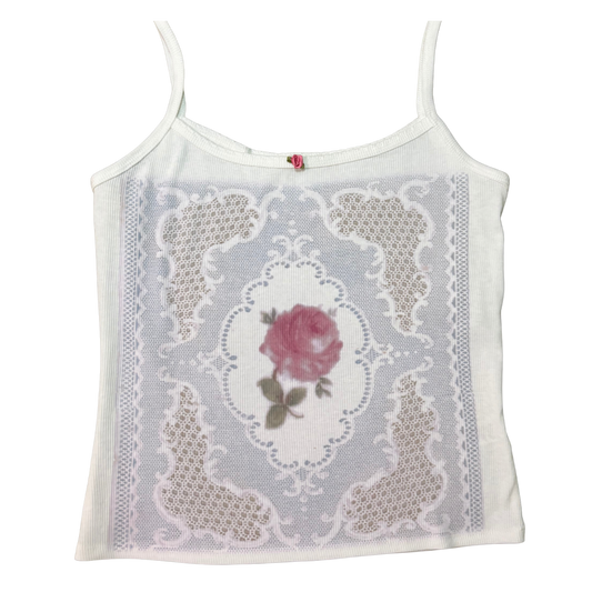 rose blue lace print