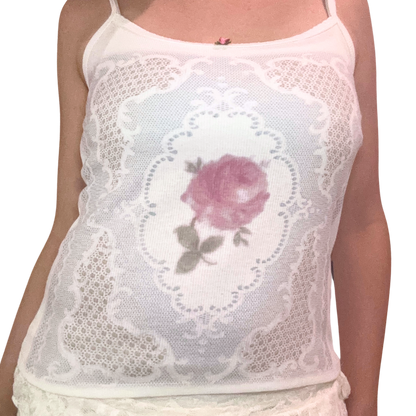 rose blue lace print