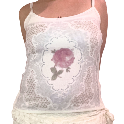 rose blue lace print