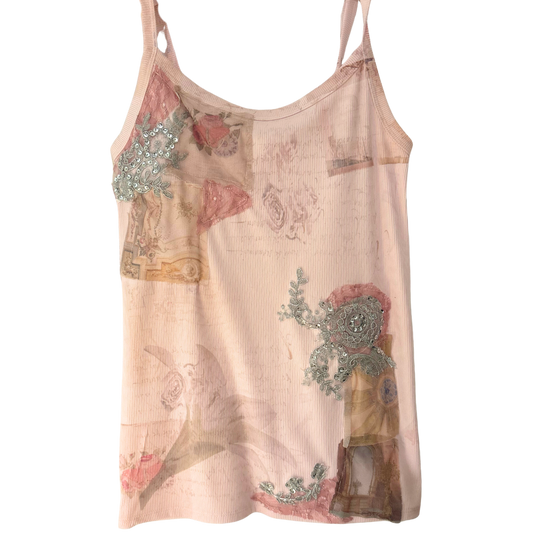 silver patch rose tank - infused with strength  - M