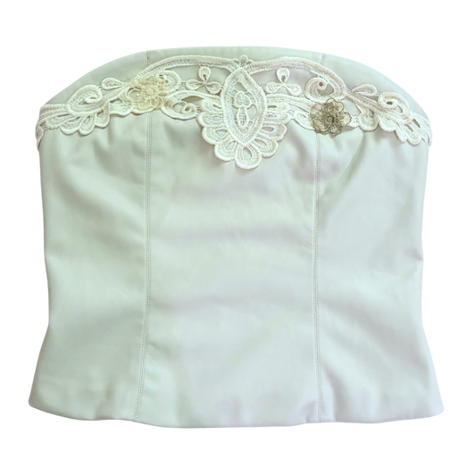beige floral tube top - for those connected to wild nature - S