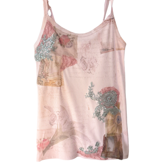 silver patch rose tank - infused with strength  - S